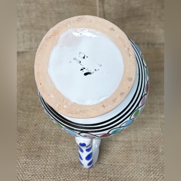 Cat Pitcher Vase Hand Painted Fish Art Pottery Kitsch Whimsical Coastal Grandma - Picture 7 of 8